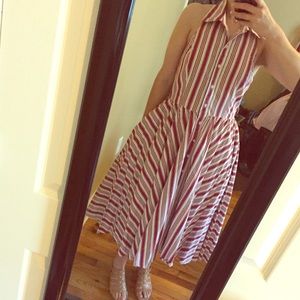 1950s Style Red and White Striped Dress
